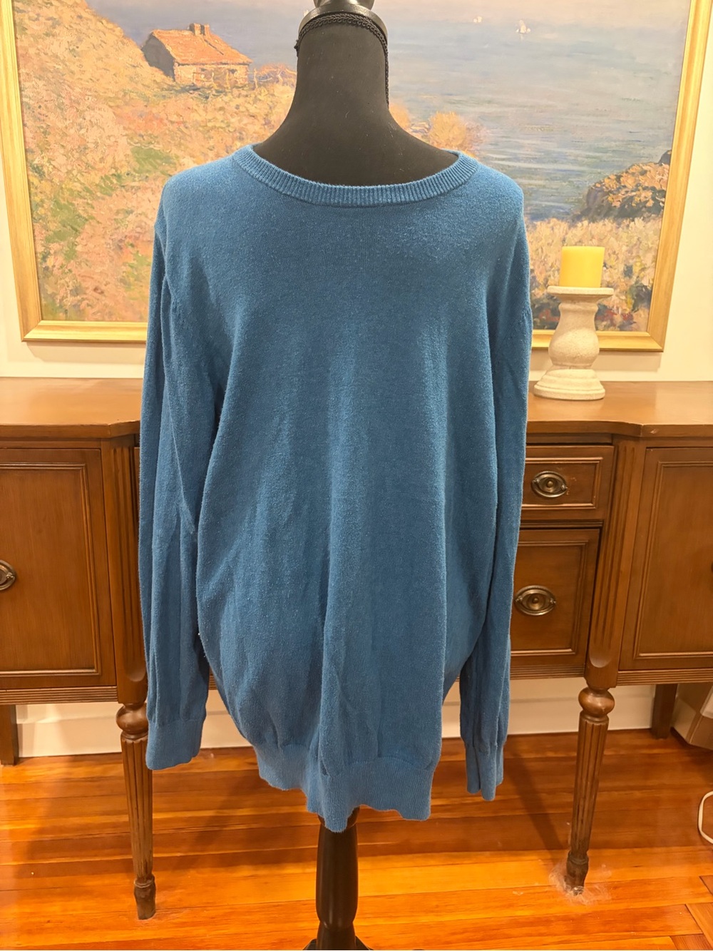 L.L. Bean Men's Crewneck 95% Cotton 5% Cashmere Sweater in Teal
